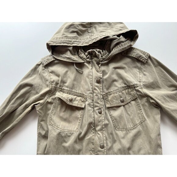Aritzia TALULA Trooper Green Cotton Twill Hooded Utility Field Jacket, Size S - Picture 7 of 16